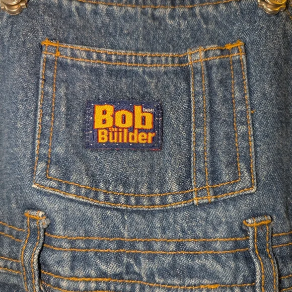 👷‍♂️ Vintage Bob The Builder Construction Themed Kids Blue Denim Overalls 3X 3T - Picture 2 of 6